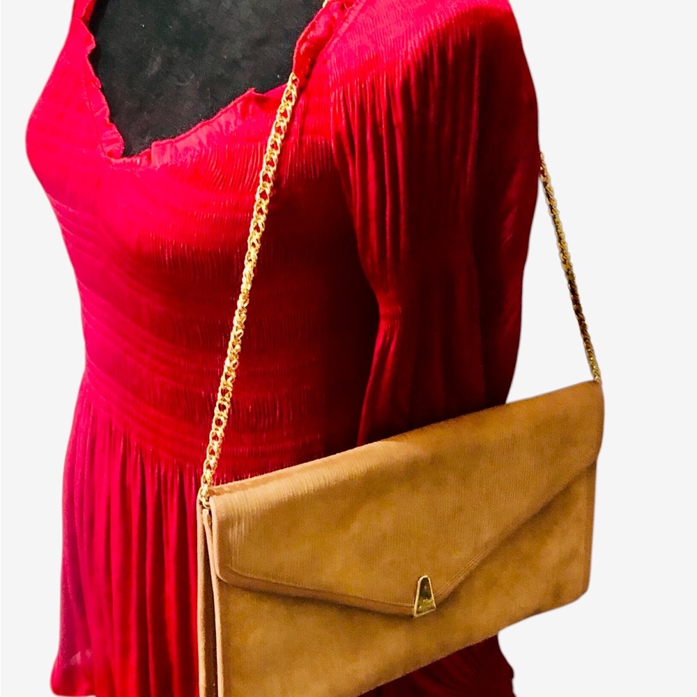 Chic Tan Clutch with Gold Accents